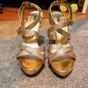 Gold high heels